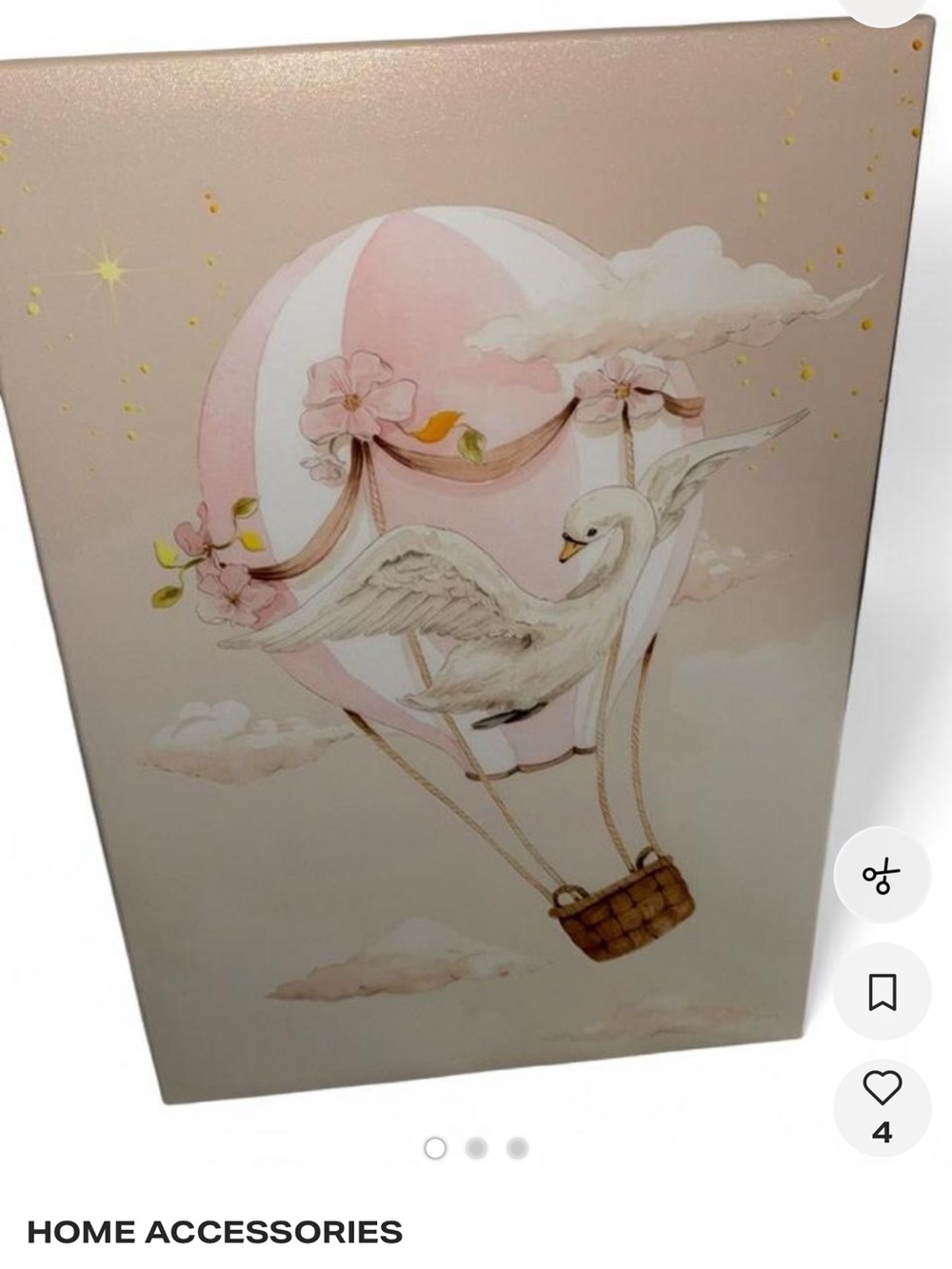& Other Stories Pink, Cream and Gold Swan Hot-Air Balloon Canvas